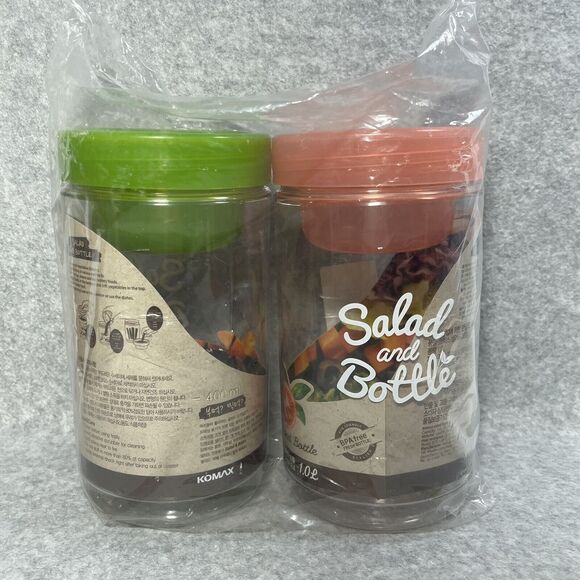 Komax Salad Bottle Set of 2 Leak Proof Salad Sauce Dressing Container BPA‎ Free - Picture 1 of 15